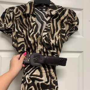 Animal print shirt with belt